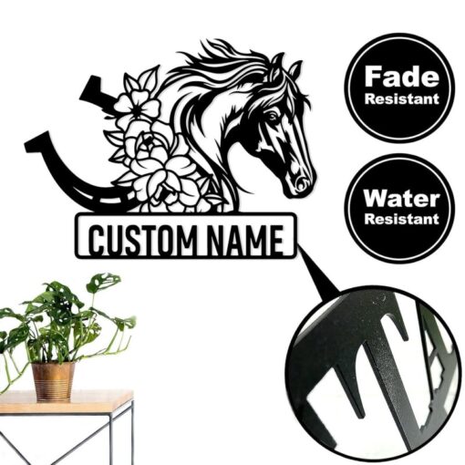 Personalized Horse Head Metal Wall Art Horse Rider Metal Sign