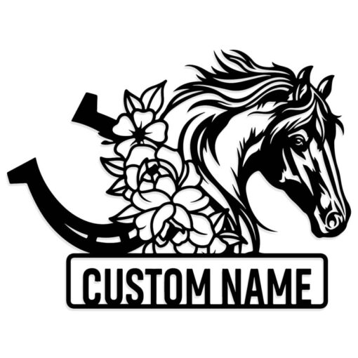 Personalized Horse Head Metal Wall Art Horse Rider Metal Sign