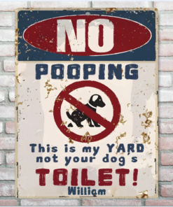 No Dog Pooping Metal Sign Custom Iron Decor Pieces Without Lights & With Lights