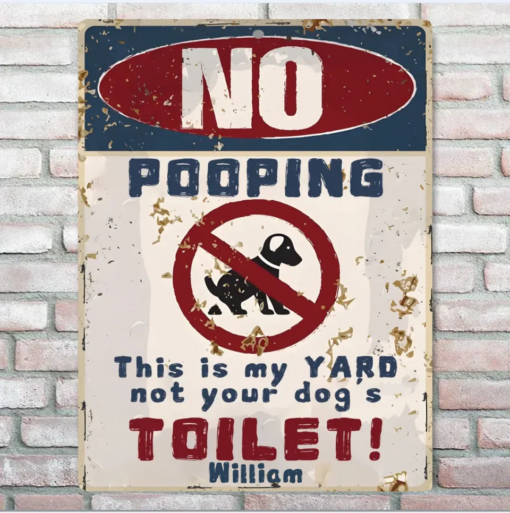 No Dog Pooping Metal Sign Custom Iron Decor Pieces Without Lights & With Lights