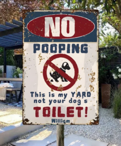 No Dog Pooping Metal Sign Custom Iron Decor Pieces Without Lights & With Lights