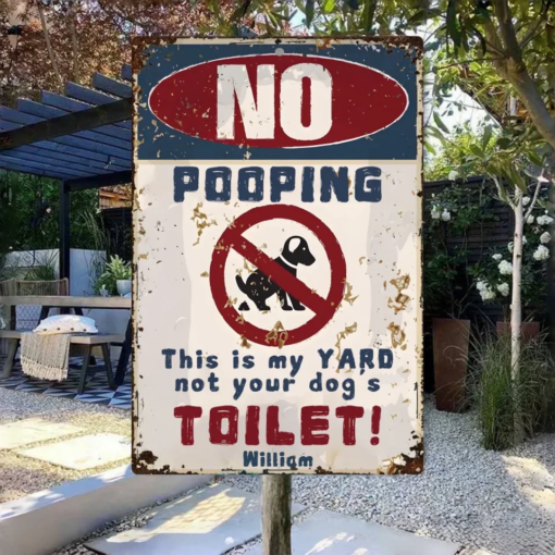 No Dog Pooping Metal Sign Custom Iron Decor Pieces Without Lights & With Lights