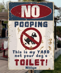 No Dog Pooping Metal Sign Custom Iron Decor Pieces Without Lights & With Lights