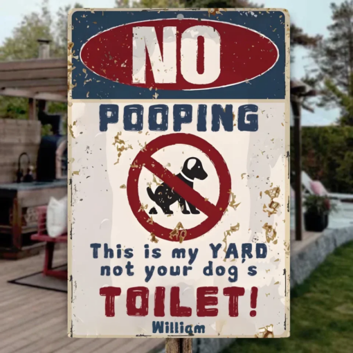 No Dog Pooping Metal Sign Custom Iron Decor Pieces Without Lights & With Lights