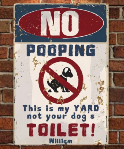 No Dog Pooping Metal Sign Custom Iron Decor Pieces Without Lights & With Lights