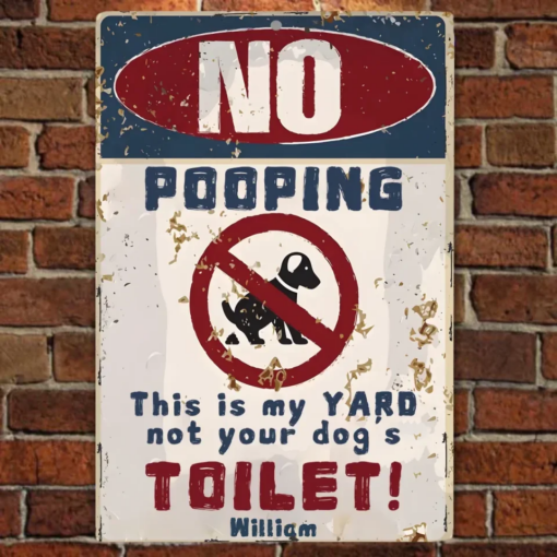 No Dog Pooping Metal Sign Custom Iron Decor Pieces Without Lights & With Lights