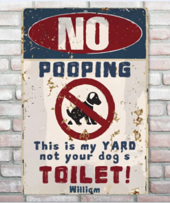 No Dog Pooping Metal Sign Custom Iron Decor Pieces Without Lights & With Lights