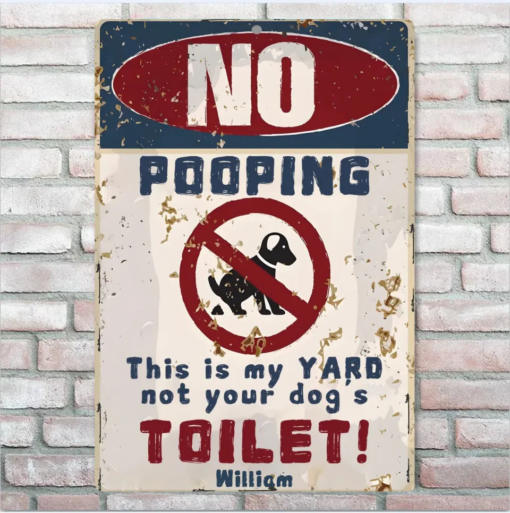 No Dog Pooping Metal Sign Custom Iron Decor Pieces Without Lights & With Lights