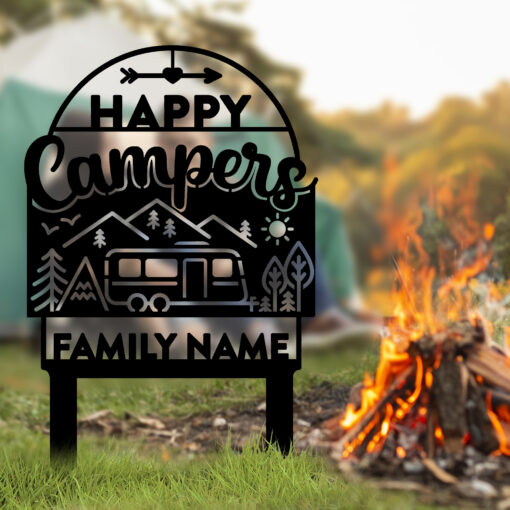 Custom Camping Sign, Campfire Metal Sign, Camper Gift Outdoor Metal Led Sign