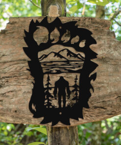 Custom Bigfoot Metal Wall Art LED Light, Sasquatch Name Sign, Big Foot Lover Gifts Camping Decor