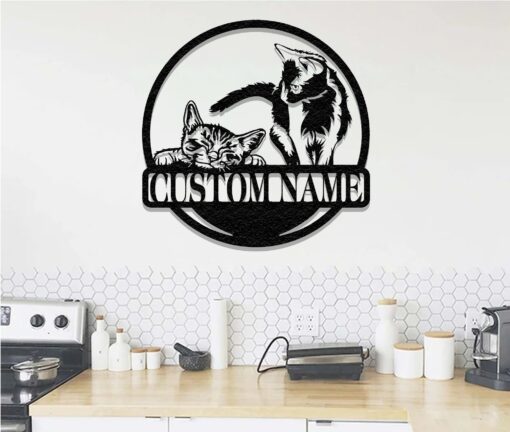 Cat Metal Sign, Custom Cat Wall Art, Pet Lover Gift, Room Decoration, Indoor Decor