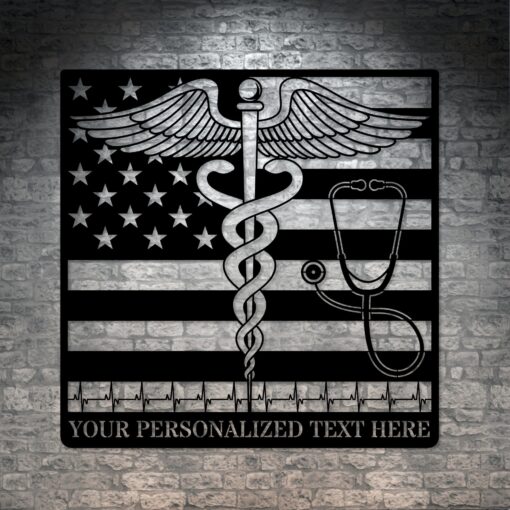 Personalized US Medical Logo Metal Sign American Doctor Wall Decor Gift