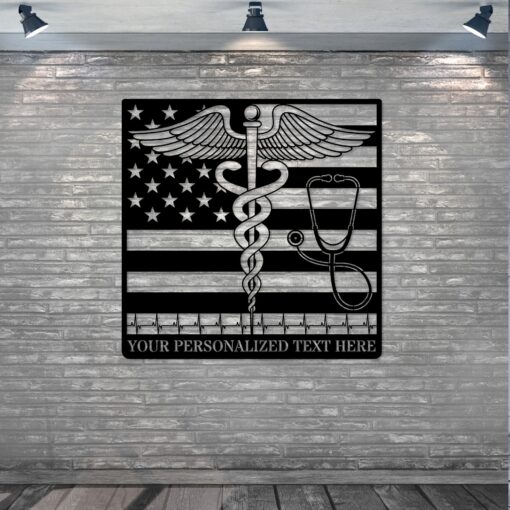 Personalized US Medical Logo Metal Sign American Doctor Wall Decor Gift