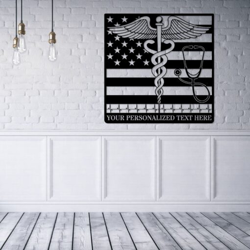 Personalized US Medical Logo Metal Sign American Doctor Wall Decor Gift