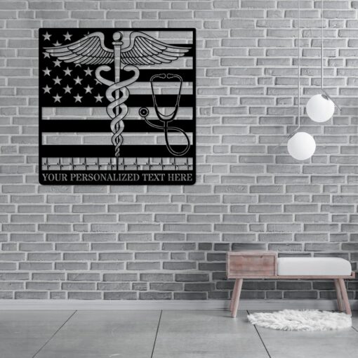 Personalized US Medical Logo Metal Sign American Doctor Wall Decor Gift