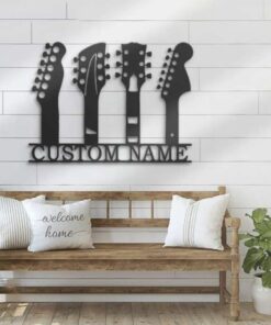 US Acoustic Guitar Metal Art Personalized Metal Name Sign Music Room Decor Gift for Guitar Lover