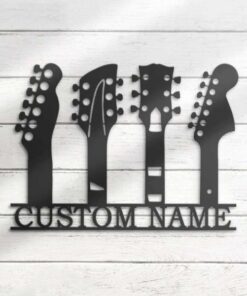 US Acoustic Guitar Metal Art Personalized Metal Name Sign Music Room Decor Gift for Guitar Lover