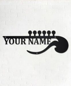 Guitar Musical Instrument Metal Art Personalized Metal Name Sign Music Room Decor