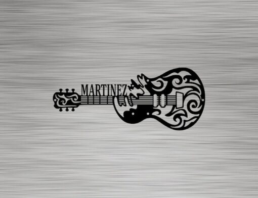 Unique Scroll Guitar Monogram Music Room Recording Studio Business Custom Metal Signs