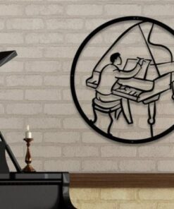 Piano Player Line Art Piano Teacher Music Room Recording Studio Business Custom Metal Signs