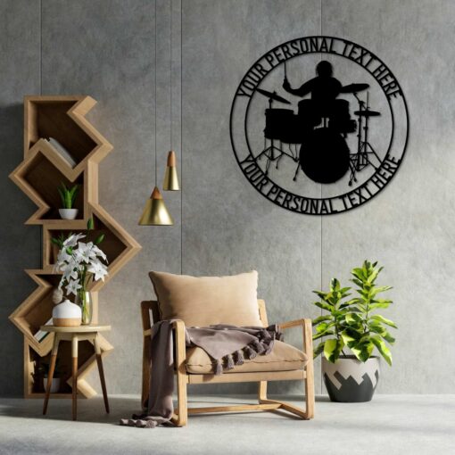 Personalized Drummer Name Metal Sign Musican Wall Hanging Decor