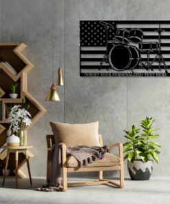 Personalized American Drummer Name Metal Sign US Drum Set Wall Decor Gift