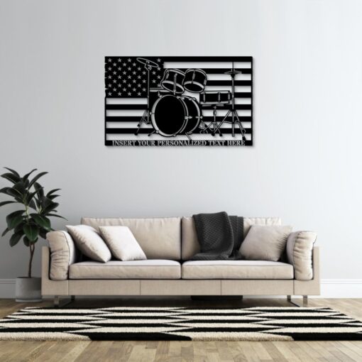 Personalized American Drummer Name Metal Sign US Drum Set Wall Decor Gift