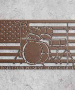 Personalized American Drummer Name Metal Sign US Drum Set Wall Decor Gift