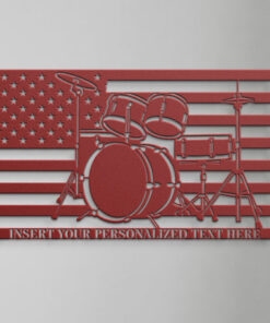 Personalized American Drummer Name Metal Sign US Drum Set Wall Decor Gift