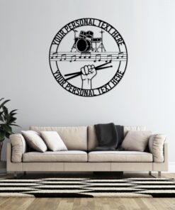 Personalized Drum Sticks Name Metal Sign Drum Set Wall Decor Gift