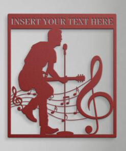 Male Guitarist And Notes Name Personalized Metal Sign Music Performer Wall Decor