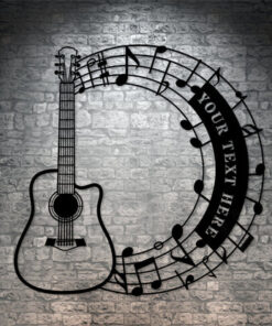 Acoustic Guitar Notes Name Personalized Metal Sign Musican Wall Hanging Home Decor