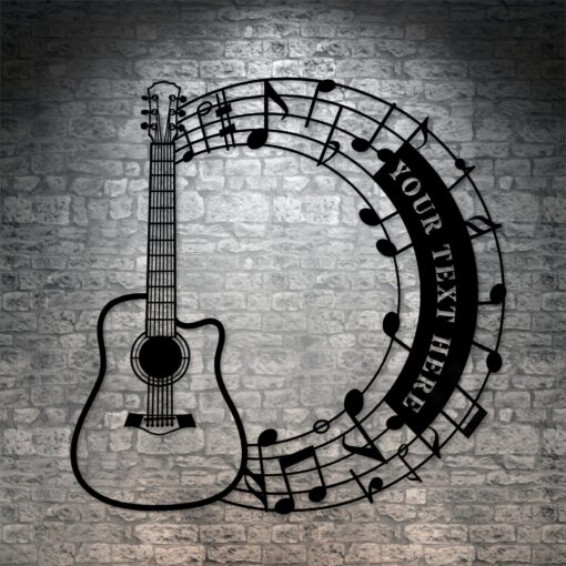 Acoustic Guitar Notes Name Personalized Metal Sign Musican Wall Hanging Home Decor