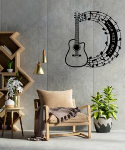 Acoustic Guitar Notes Name Personalized Metal Sign Musican Wall Hanging Home Decor