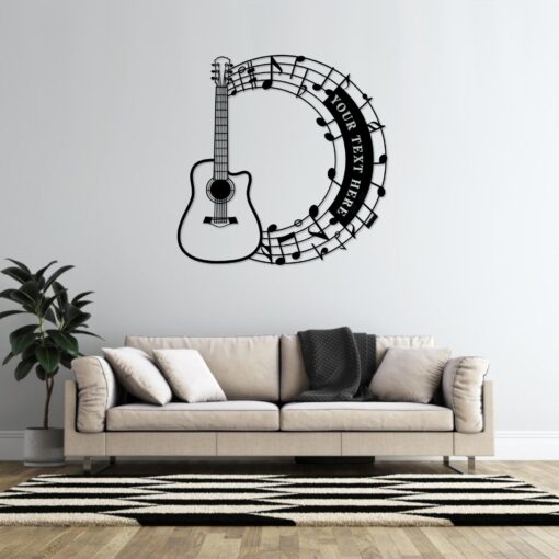 Acoustic Guitar Notes Name Personalized Metal Sign Musican Wall Hanging Home Decor