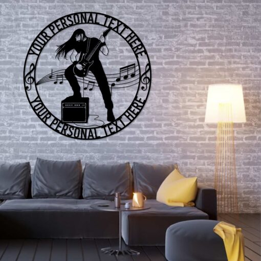 Personalized Rock Guitar Player Metal Sign Guitarist Wall Decor Gift For Guitar Lover