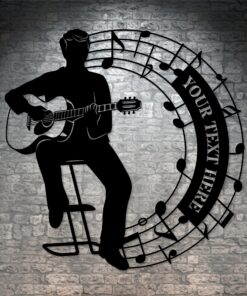 Male Music Performer Personalized Metal Sign Acoustic Guitarist Wall Decor