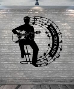 Male Music Performer Personalized Metal Sign Acoustic Guitarist Wall Decor