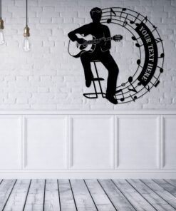 Male Music Performer Personalized Metal Sign Acoustic Guitarist Wall Decor