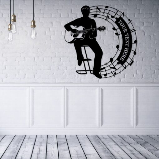 Male Music Performer Personalized Metal Sign Acoustic Guitarist Wall Decor