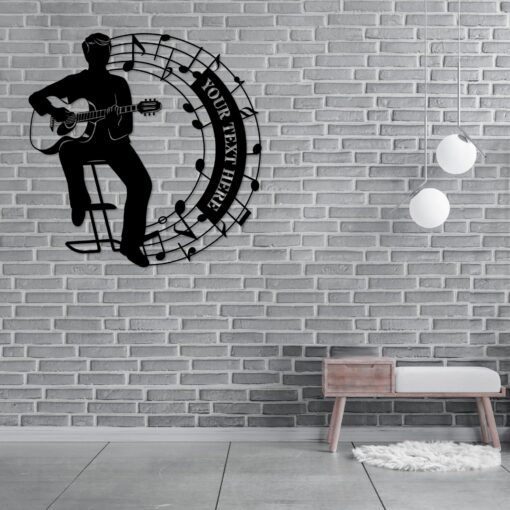 Male Music Performer Personalized Metal Sign Acoustic Guitarist Wall Decor