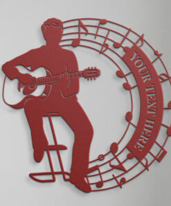 Male Music Performer Personalized Metal Sign Acoustic Guitarist Wall Decor