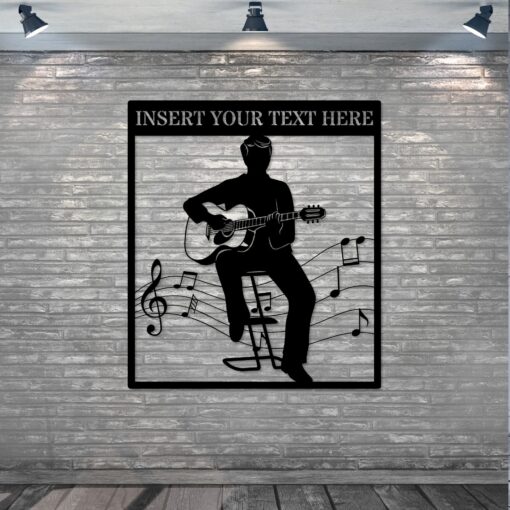 Personalized Acoustic Guitarist Metal Sign Music Aritst Wall Decor