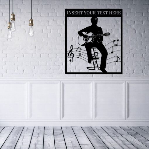 Personalized Acoustic Guitarist Metal Sign Music Aritst Wall Decor