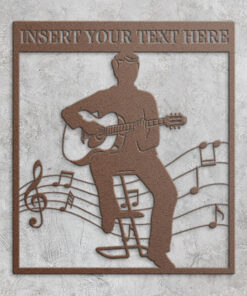 Personalized Acoustic Guitarist Metal Sign Music Aritst Wall Decor