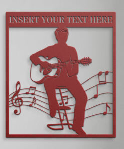 Personalized Acoustic Guitarist Metal Sign Music Aritst Wall Decor