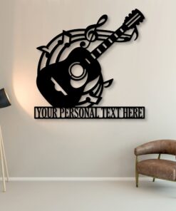 Personalized Acoustic Guitar Lover Name Metal Art Sign