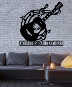 Personalized Acoustic Guitar Lover Name Metal Art Sign