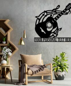 Personalized Acoustic Guitar Lover Name Metal Art Sign