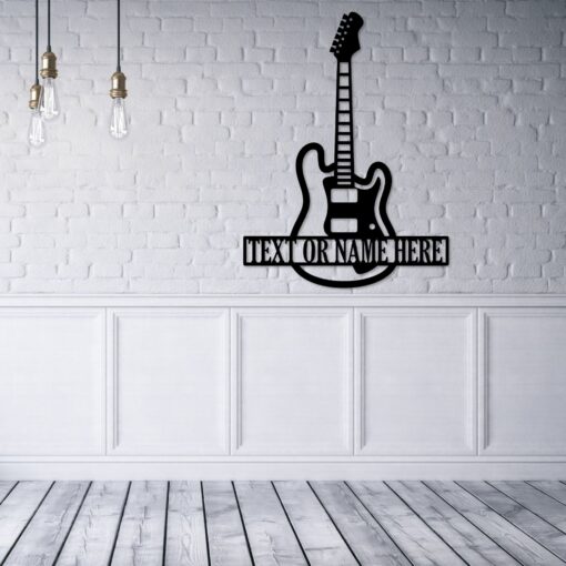 Personalized Guitar Metal Sign Music Room Art Wall Decor Gift